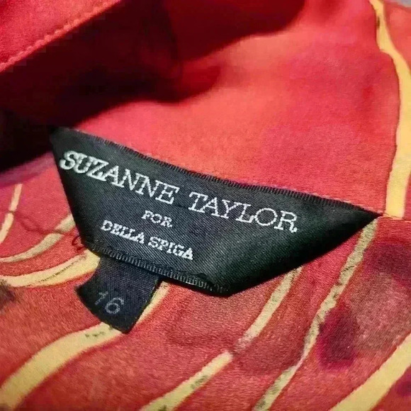 Vintage 90s  orange autumn leaves flowy button-up shirt - Picture 12 of 16